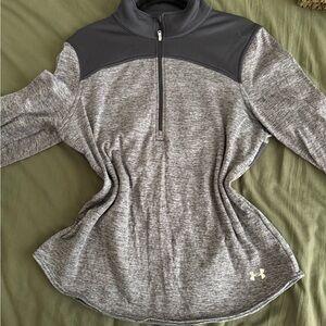 Under Armour Women's Heathered Gray and Charcoal Quarter-Zip Sweatshirt